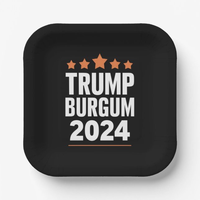 Plato De Papel Trump Burgum para las elecciones presidenciales 20 (Anverso)