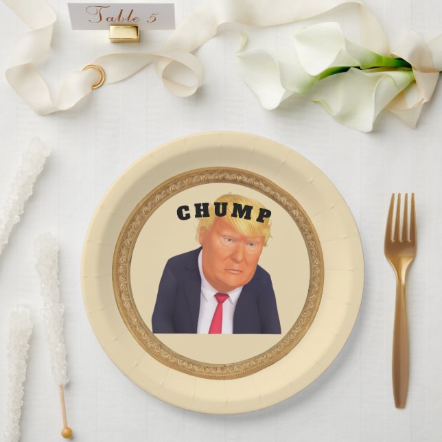 Plato de papel Trump/Carne de cañón (Boda)