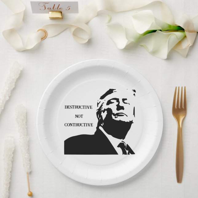 Plato de papel Trump/Destructivo No Constructivo (Boda)