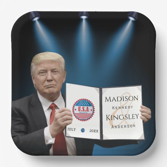 Plato De Papel Trump Gran Boda Asombroso (Anverso)