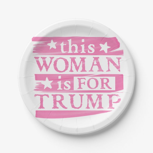 Plato De Papel TRUMP - Mujer rosa para placa de papel con tema TR (Anverso)