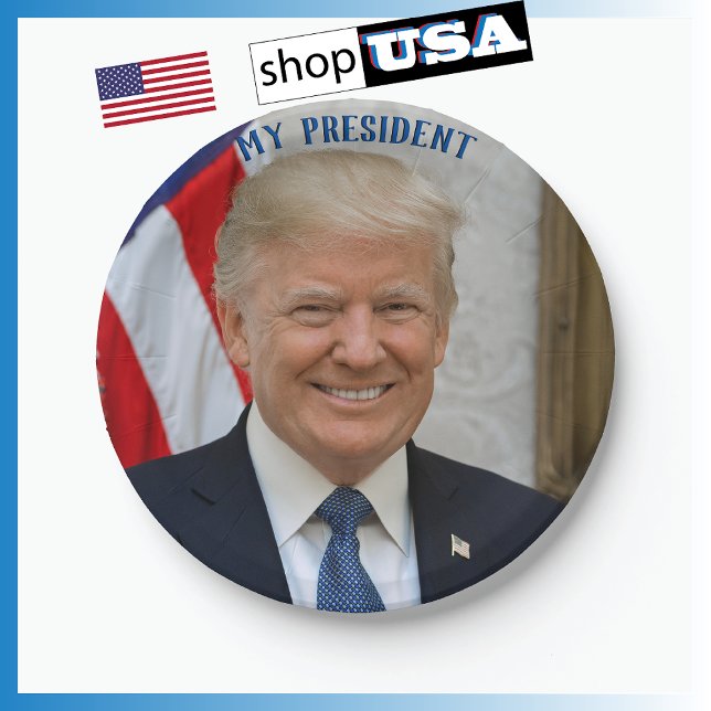 Plato De Papel Trump Patriótico 🚗 EEUU es mi presidente (Subido por el creador)
