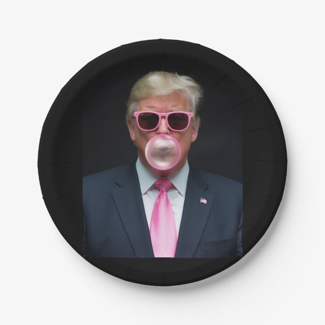 Plato De Papel Trump Pink Bubble Gum President 47 USA (Anverso)