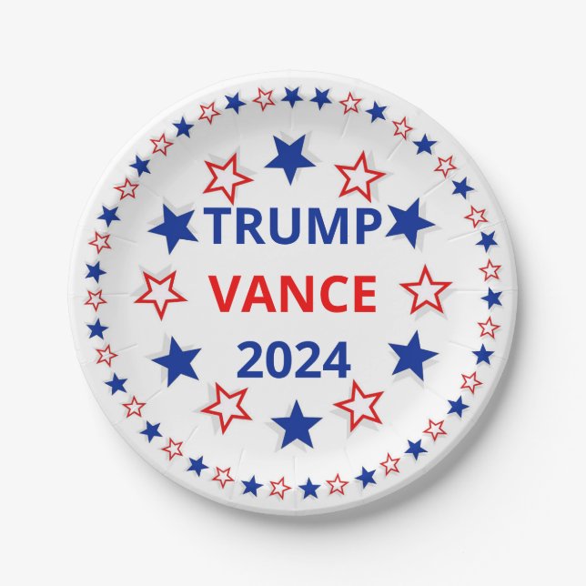 Plato De Papel Trump, placa de papel Vance 2024 (Anverso)
