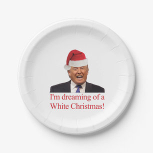 Plato De Papel Trump. Soñando con un Navidad blanco