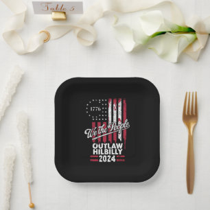 Plato De Papel Trump Vance 2024 Donald Trump Proscrito Hillbilly 