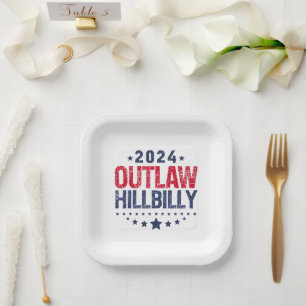 Plato De Papel Trump Vance 2024 Fuera de la Ley Hillbilly Bandera