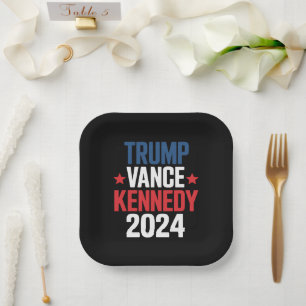 Plato De Papel Trump Vance Kennedy Presidente 2024 Elección 