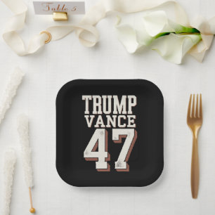 Plato De Papel Trump Vance Presidente Vintage Trump Gana