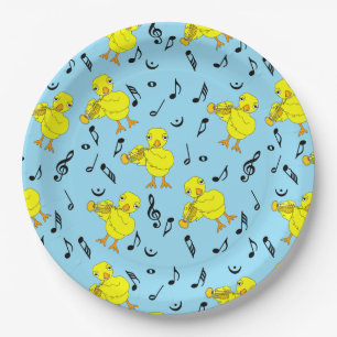 Plato De Papel Trumpet Chick Music Notes