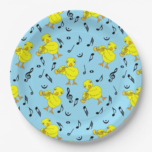 Plato De Papel Trumpet Chick Music Notes (Anverso)