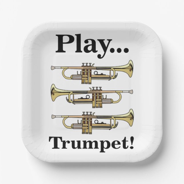 Plato De Papel Trumpet Instrument Musical Party (Anverso)