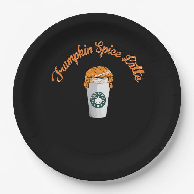 Plato De Papel Trumpkin Calabaza Spice latente café feriado (Anverso)