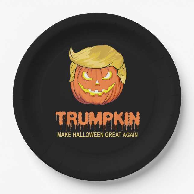 Plato De Papel Trumpkin de Halloween: Haz que Halloween vuelva a  (Anverso)