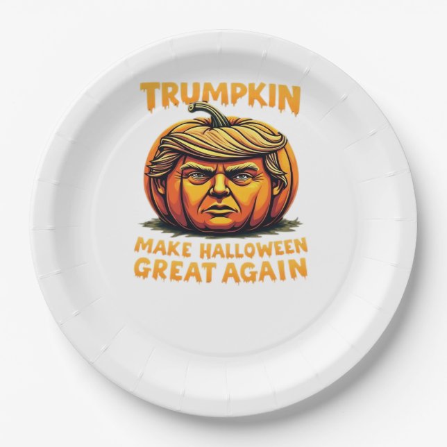 Plato De Papel Trumpkin de Halloween vuelve a hacer grande a Hall (Anverso)
