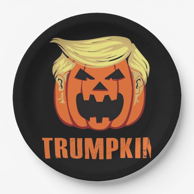 Plato De Papel Trumpkin hace Halloween (Anverso)