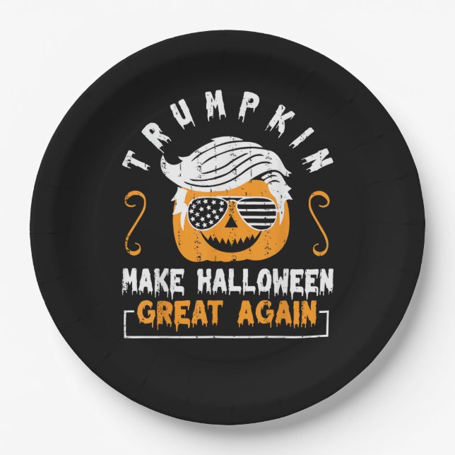 Plato De Papel Trumpkin hace que Halloween sea grande otra vez ca (Anverso)