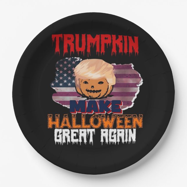 Plato De Papel Trumpkin Halloween Classic (Anverso)