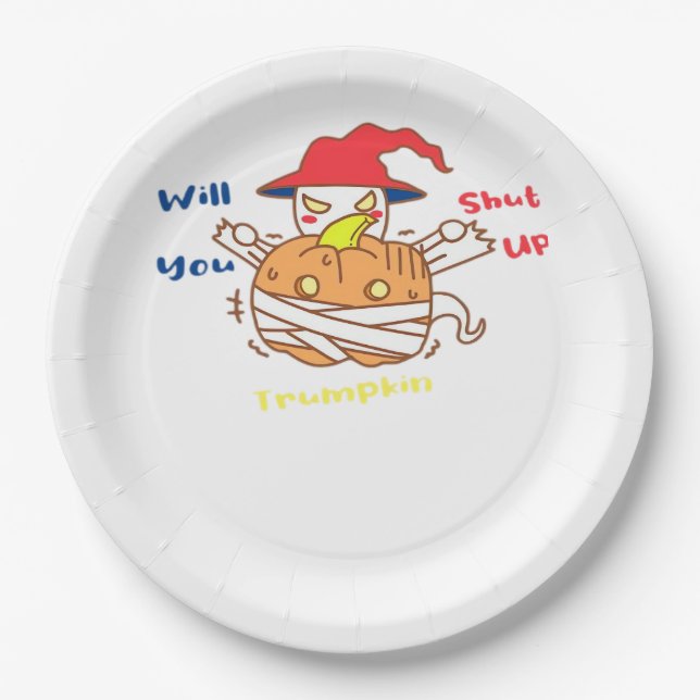 Plato De Papel Trumpkin Halloween Debate Sobre Las Elecciones Y J (Anverso)