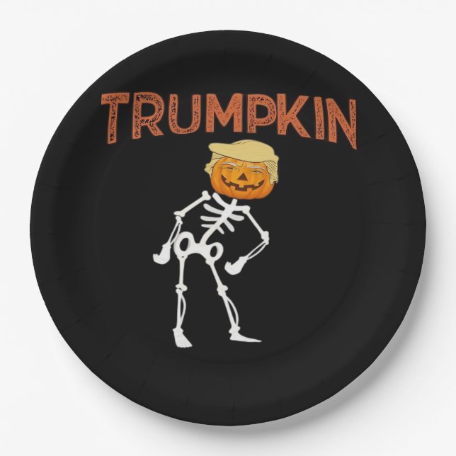 Plato De Papel Trumpkin Halloween Funny Classic (Anverso)