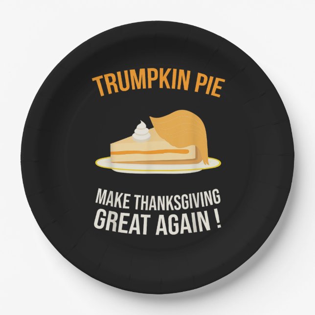 Plato De Papel Trumpkin Pie hace grande el día de Acción de Graci (Anverso)