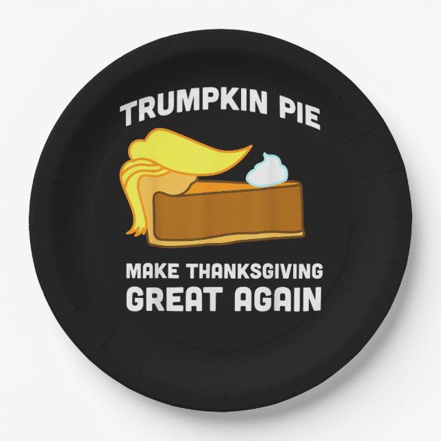 Plato De Papel Trumpkin Pie hace que el día de Acción de Gracias  (Anverso)