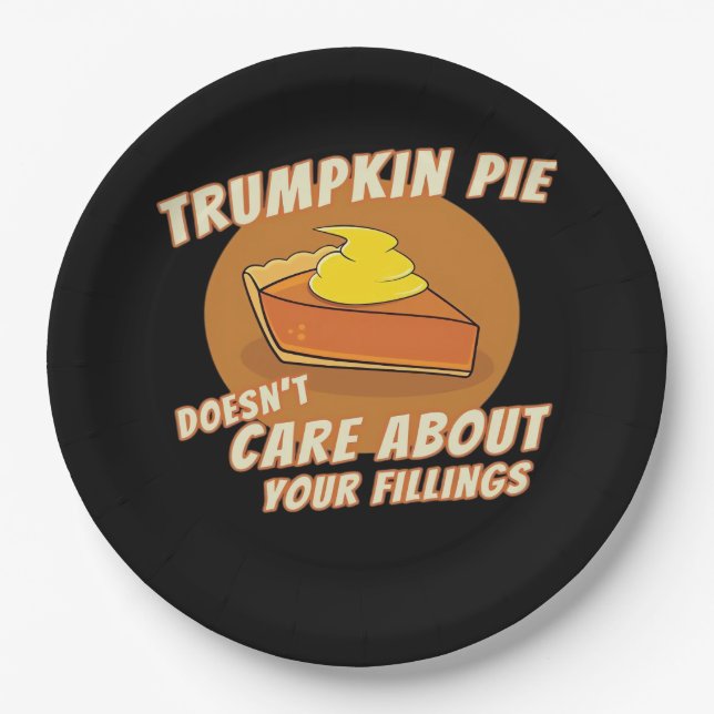 Plato De Papel Trumpkin Pie hace que Halloween sea grande de nuev (Anverso)