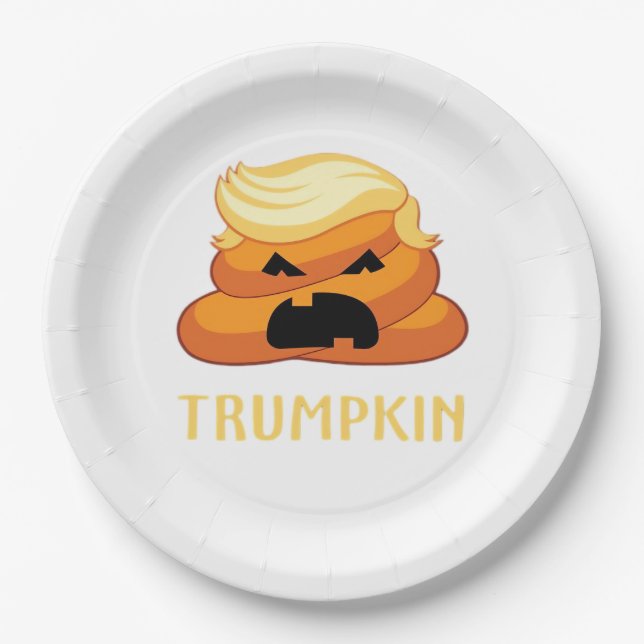 Plato De Papel Trumpkin Poop Funny Halloween (Anverso)