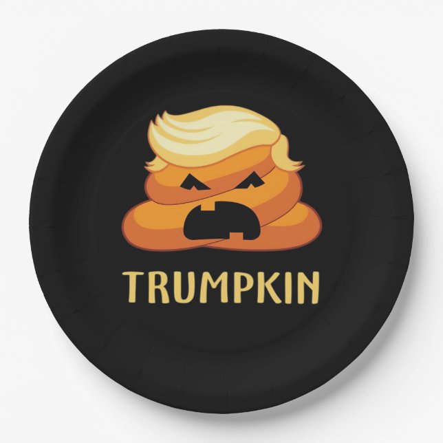 Plato De Papel Trumpkin Poop Funny Halloween (Anverso)