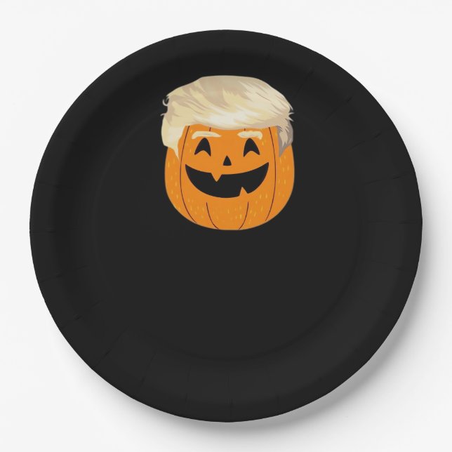 Plato De Papel Trumpkin Pumpkin Halloween Classic (Anverso)
