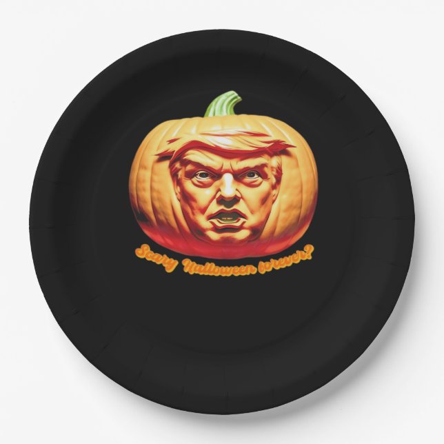 Plato De Papel Trumpkin Scary Halloween Calabaza Mejor Diseño de  (Anverso)