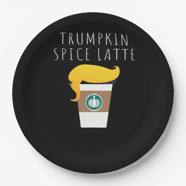 Plato De Papel Trumpkin Spice Latte Funny Chiste Calabaza Spi (Anverso)