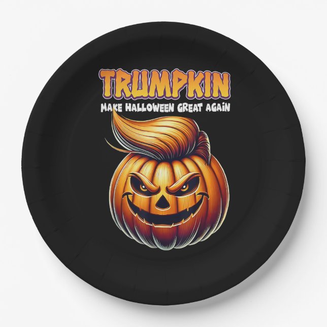 Plato De Papel Trumpkin vuelve a hacer grande a Halloween Jack O  (Anverso)