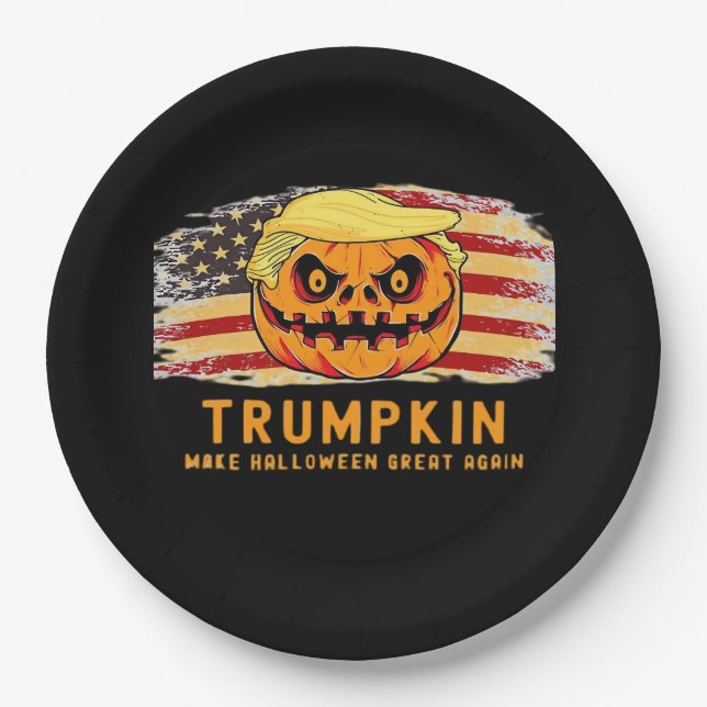 Plato De Papel Trumpkin vuelve a hacer que Halloween sea grande y (Anverso)