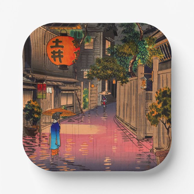 Plato De Papel Tsuchiya Koitsu - Noche en Ushigome (Anverso)