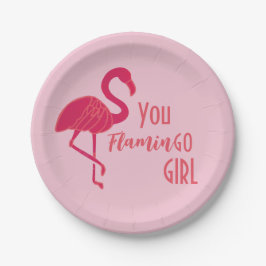 Plato De Papel Tú, Chica Pink Flamingo