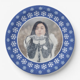 Plato De Papel TU FOTO en placas de papel de copo de nieve