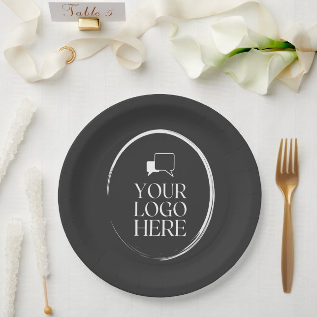 Plato De Papel Tu Logo Aquí Moderno (Boda)