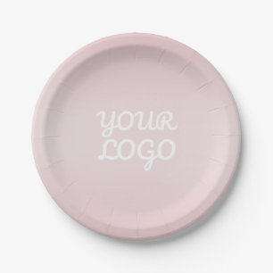 Plato De Papel Tu Logo & Elegante Ombre Rosa Claro Moderno