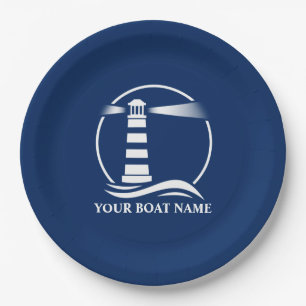 Plato De Papel Tu nombre de barco o tu azul de la Marina de Faro
