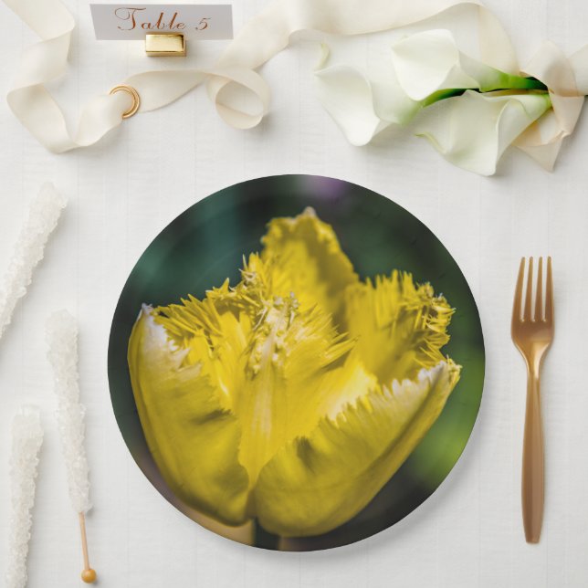 Plato De Papel Tulip amarillo (Boda)