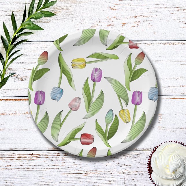 Plato De Papel Tulipán colorido moderno (Subido por el creador)