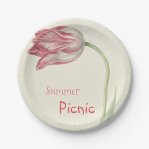 Plato De Papel Tulipán vintage - Placa de papel picnic de verano