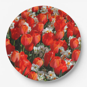 Plato De Papel tulipanes de bonito y daffodias