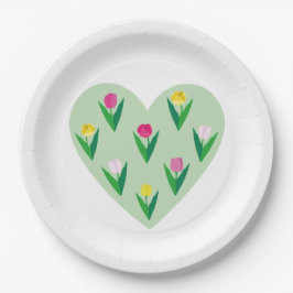 Plato De Papel Tulipanes encantadores.