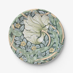Plato De Papel Tulipanes Pimpernel Arte Botánico de William Morri