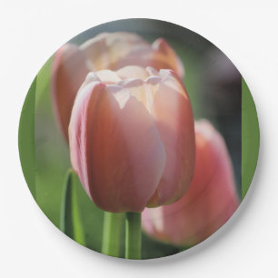 Plato De Papel Tulipanes rosados