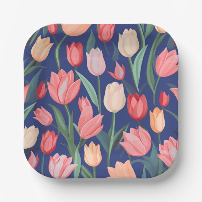Plato De Papel Tulipanos (Anverso)