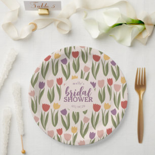 Plato De Papel Tulips Bridal Shower Personalizada