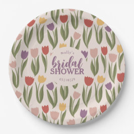 Plato De Papel Tulips Bridal Shower Personalizada